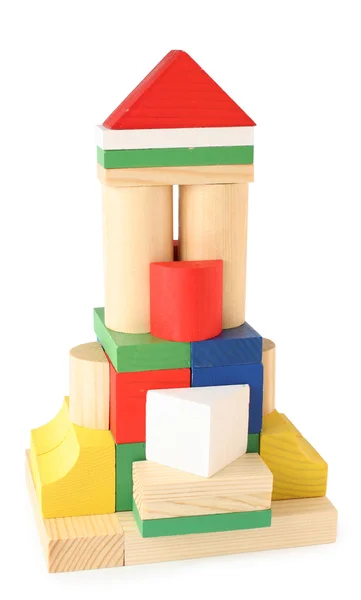 Gebouw uit houten kubussen speelgoed — Stockfoto