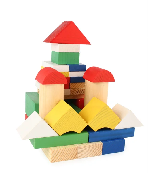 Construção de cubos de madeira de brinquedo — Fotografia de Stock