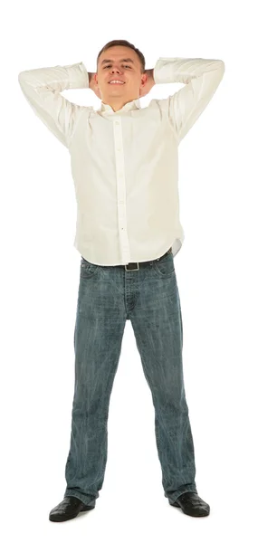 Młody mężczyzna w białej koszuli — Zdjęcie stockowe