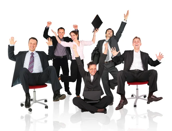 Boldog üzleti csapat szék — Stock Fotó