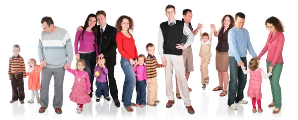 Many family with children group isolated — Stock Photo, Image
