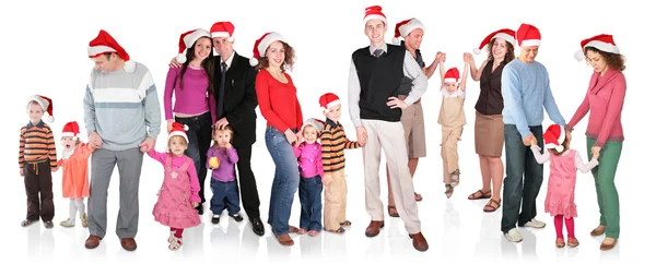 Muchas familias navideñas con niños grupo aislado — Foto de Stock