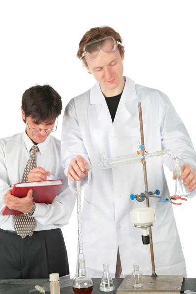 Two chemists do experiment — Stock Photo, Image