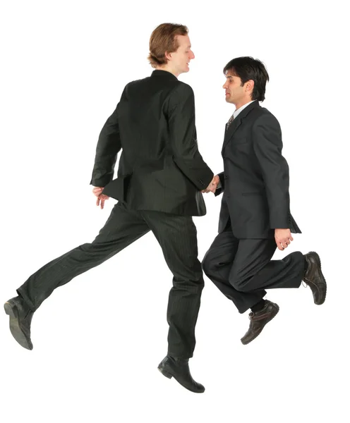 Two jumping businessmen — Stock Photo, Image