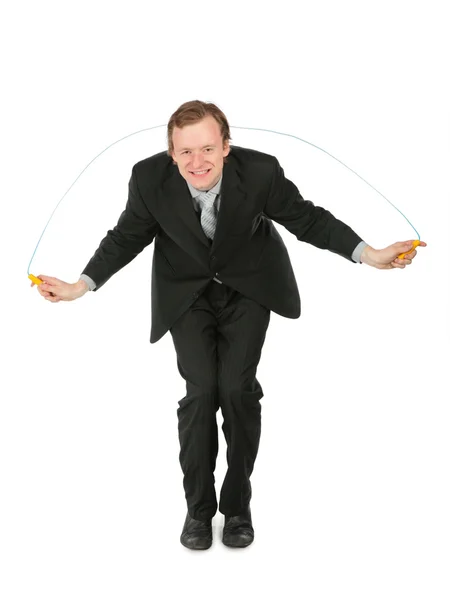 Businessman with jumping rope — Stock Photo, Image