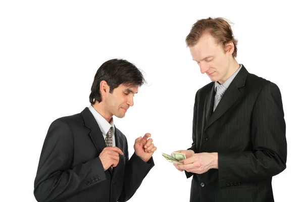 Dos hombres de negocios y dólares — Foto de Stock