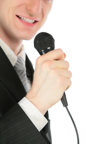 Uomo con microfono — Foto Stock