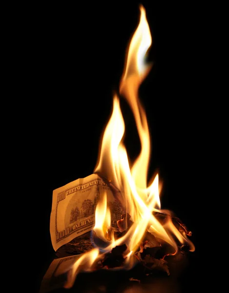 Hořící dolarů — Stock fotografie