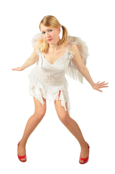 Chica en traje de ángel de cuerpo completo —  Fotos de Stock