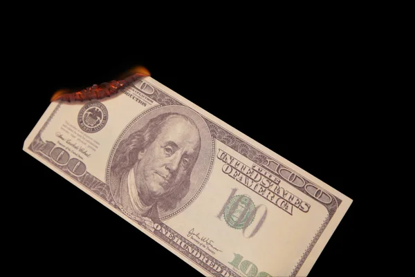 Burning one hundred dollars — Stock Photo, Image