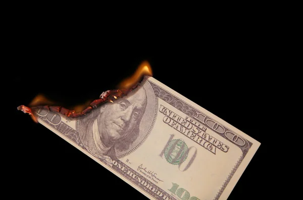 Burning one hundred dollars — Stock Photo, Image