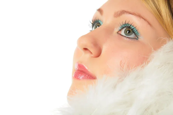 Close-up portrait of blonde girl in angel's costume — Stock Photo, Image