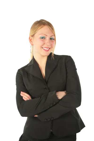 Smiling young girl in suit — Stock Photo, Image