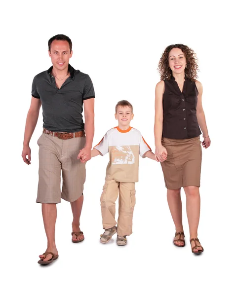 Father, son and mother go having joined hands Royalty Free Stock Photos