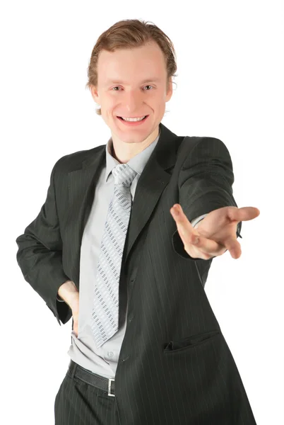 Businessman gives hand Stock Image