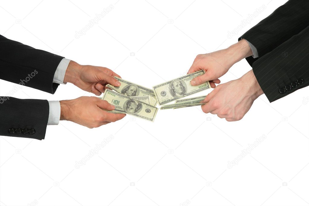 Two hands with dollars