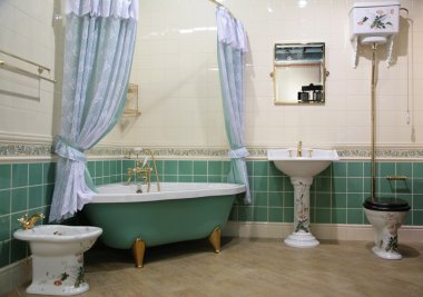 Bathroom in green clipart