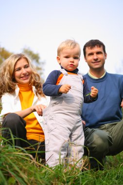 Family in autumn park clipart