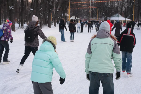 On skating rink in park — Stock Photo, Image