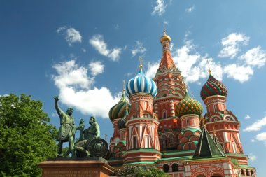 Monument to Minin and Pozharsky and Saint Basil's Cathedral on R clipart