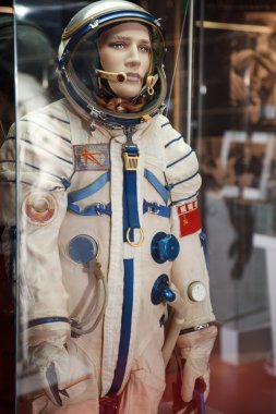 Soviet spacesuit with symbolics of USSR clipart