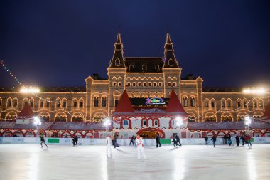 MOSCOW - DECEMBER 5: The skating rink has opened on Red square i clipart