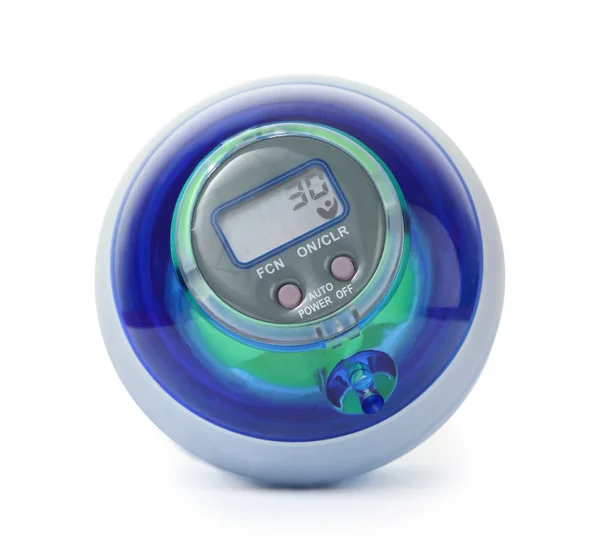 Blauw elektrisch gyro bal, training simulator voor hand, geïsoleerd op w — Stockfoto