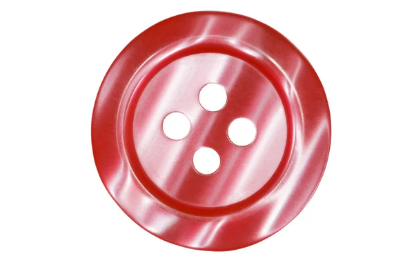 Темно-червона кнопка для одягу ізольована на білому тлі — стокове фото