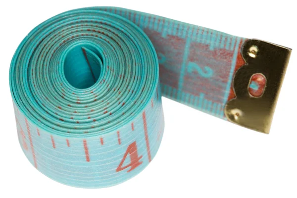 Azurová centimetric páska izolovaných na bílém pozadí — Stock fotografie