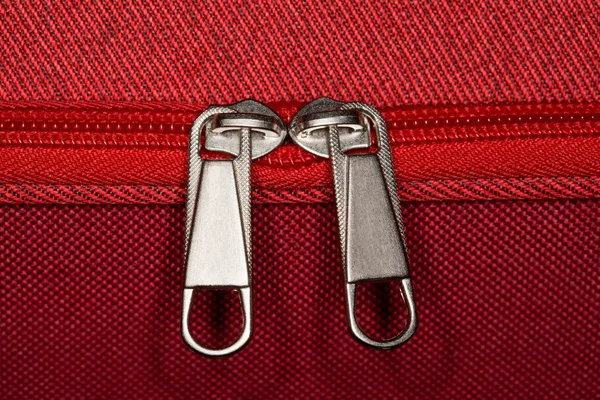 Dragkedja av bagage väska, närbild — Stockfoto