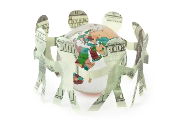 Dólares pequeños recortes cantan y bailan en anillo alrededor de sma — Foto de Stock
