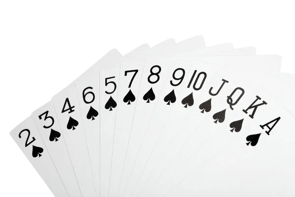 Beyaz zemin üzerinde d izole maça renk oyun kartları — Stok fotoğraf