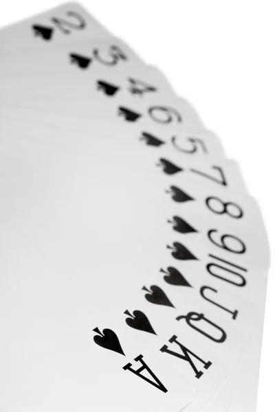 Jouer aux cartes de couleur de pique isolé sur fond blanc, d — Photo