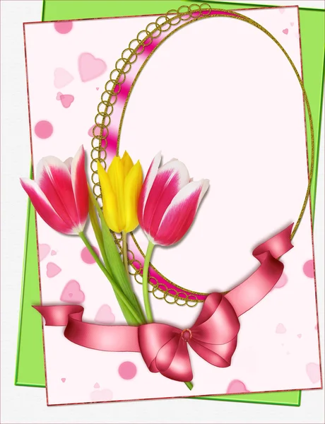Moldura de retrato com colagem de tulipas — Fotografia de Stock