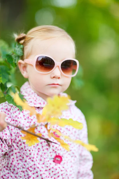 Schattig meisje in de herfst Park — Stockfoto