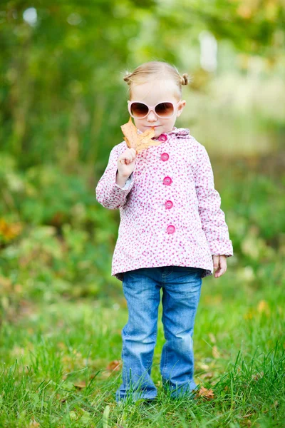 Симпатичная девушка в осеннем парке — стоковое фото