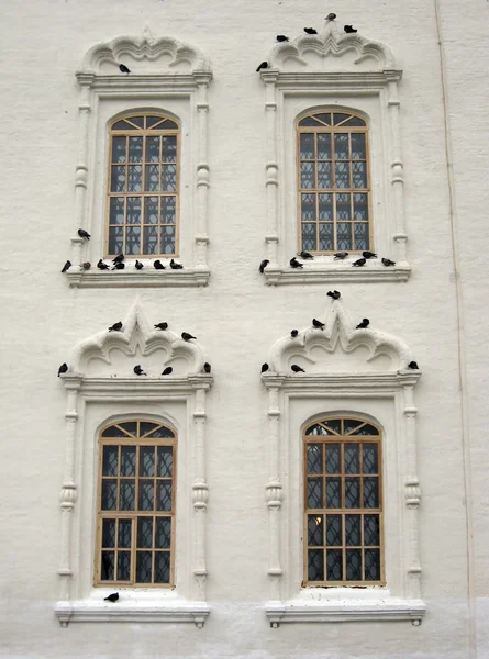 güvercinler ile eski bir duvar