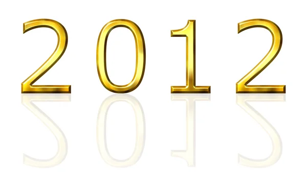 Año 2012 3d dorado con reflexión — Foto de Stock