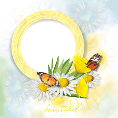 Kelebek ve çiçek güzel kartpostal