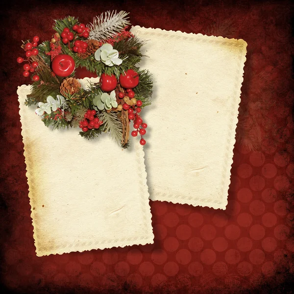 Vintage Christmas background with old card — Stock Photo, Image
