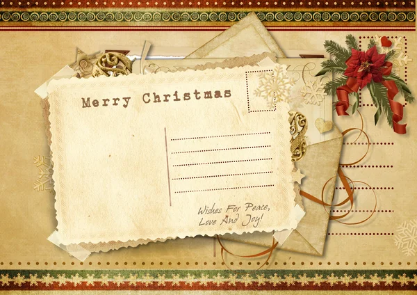 Винтажная рождественская открытка — стоковое фото