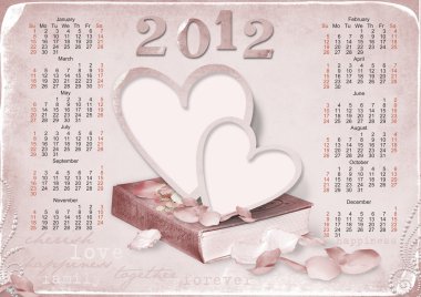 Calendar 2012 for love. week starts with sunday clipart