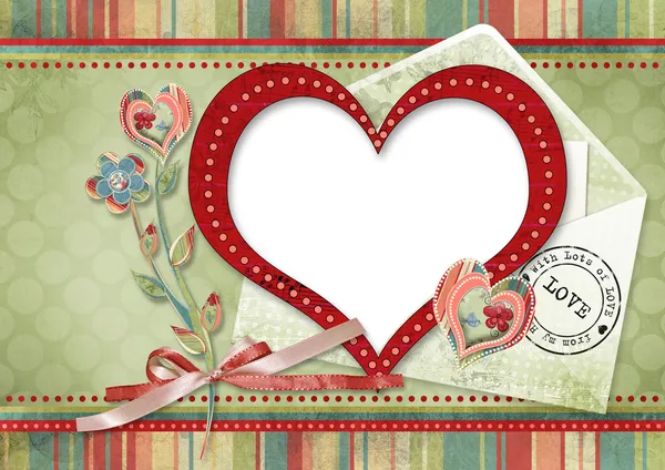 Cartão retrô com coração — Fotografia de Stock