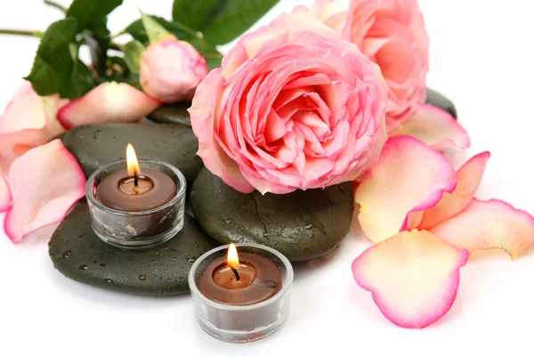 Roses and candles — Stock Photo, Image