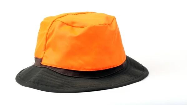 흰색 바탕에 야외 활동을 위한 주황색 모자 — 스톡 사진