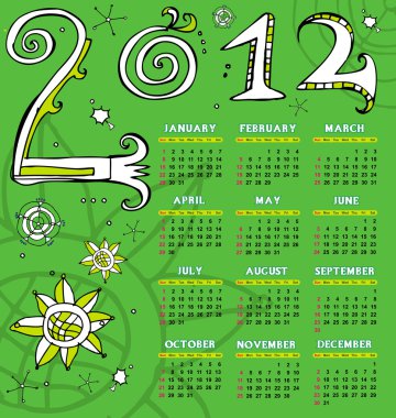 2012 sketchy calendar clipart