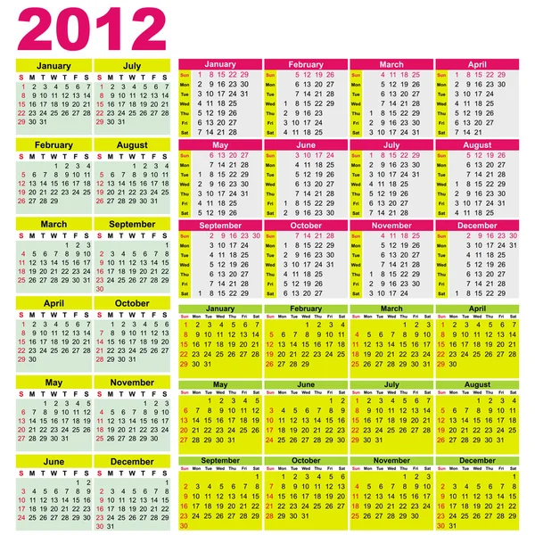 Bunter Kalender für 2012 — Stockvektor