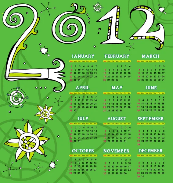2012 sketchy calendar — Stock Vector