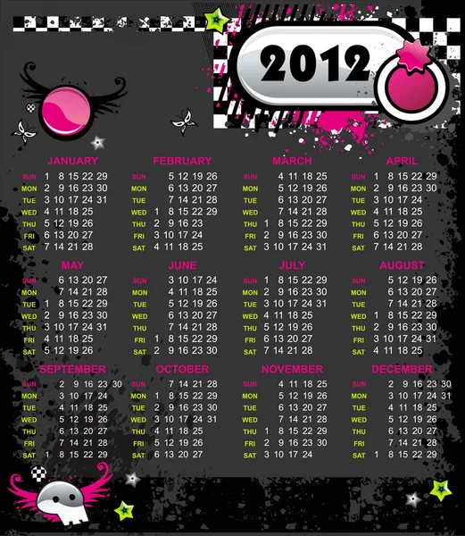 Calendario Emo 2012 — Vettoriale Stock