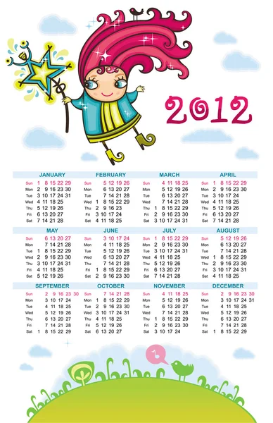 Fairy calendar for 2012 — Stock Vector